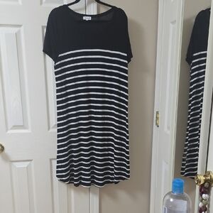 Black and White Striped Midi Dress